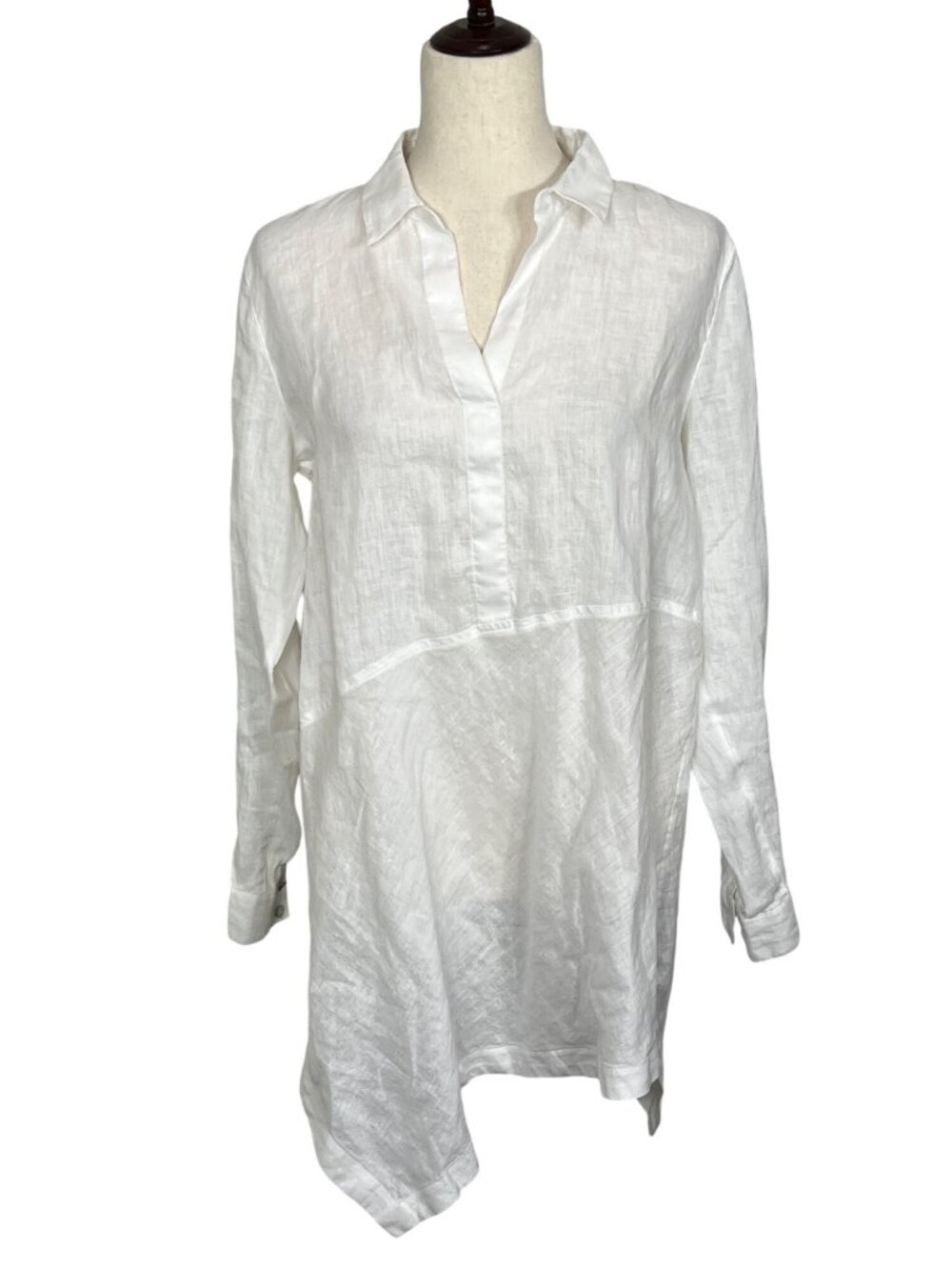 J. JILL LOVE LINEN Asymmetrical Hem Blouse White Sz S NWT